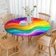 thumbnail image 3 of Colorful Tie Dye Wave Pattern Round Fitted Tablecloth with Elastic Edge,Dining Table Cover Waterproof,Outdoor Round Tablecloth for Camping,Dining,Indoor and Outdoor, 3 of 7