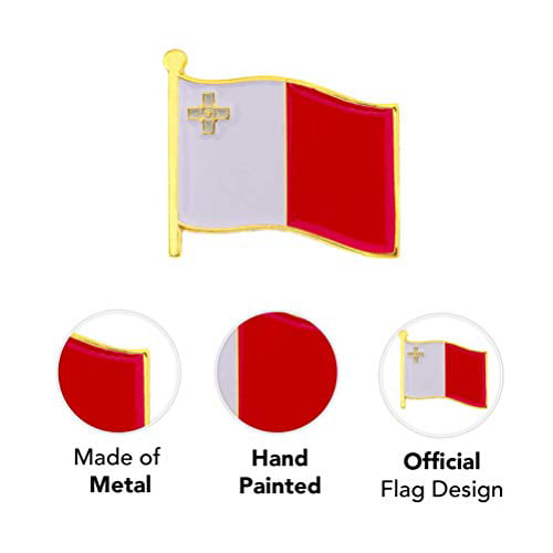 Country of Malta Waving Flag Lapel Pin Made of Metal Souvenir 