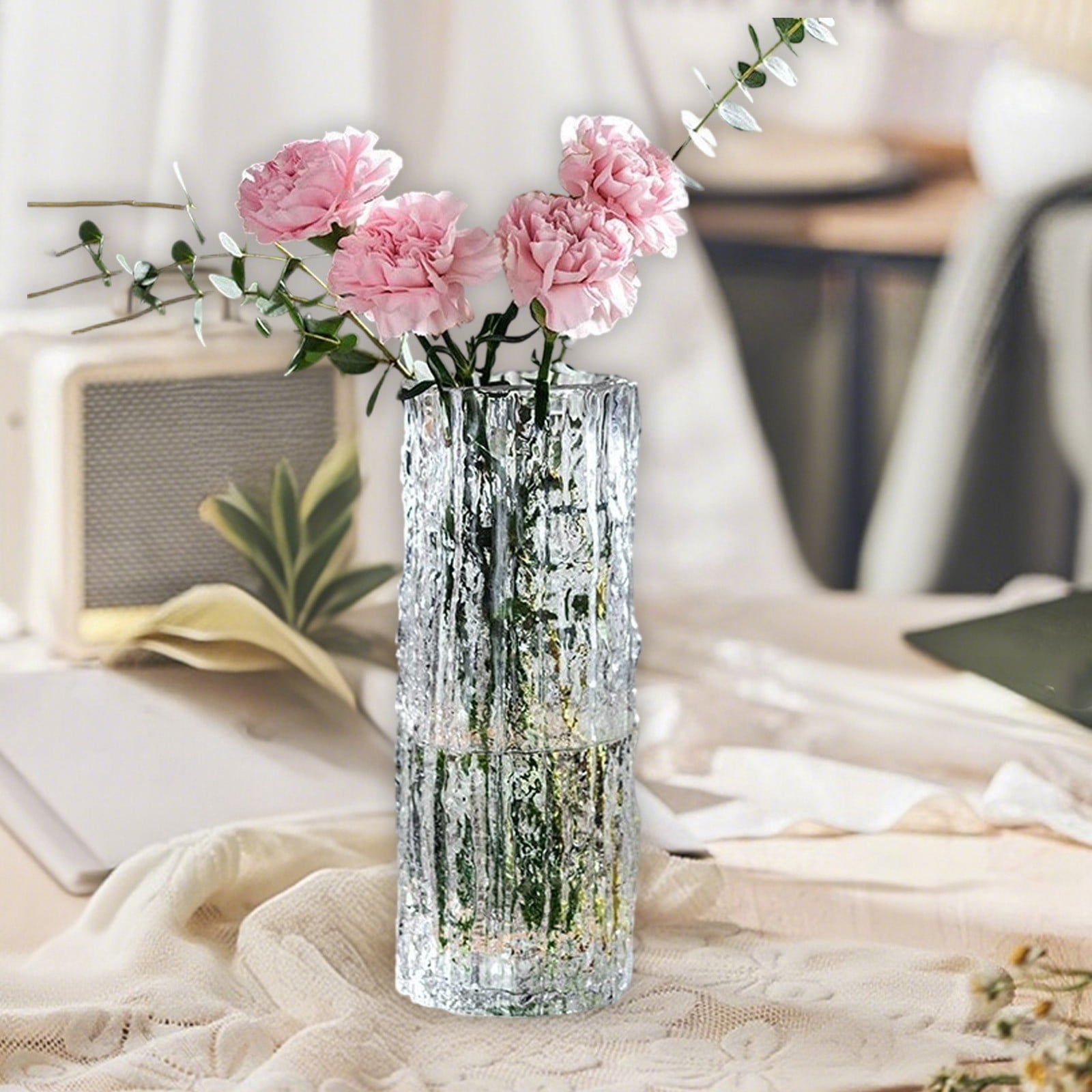 Jpxdew Glass Cylinder Vases, Bud Vase for Centerpieces,9.84 Inch