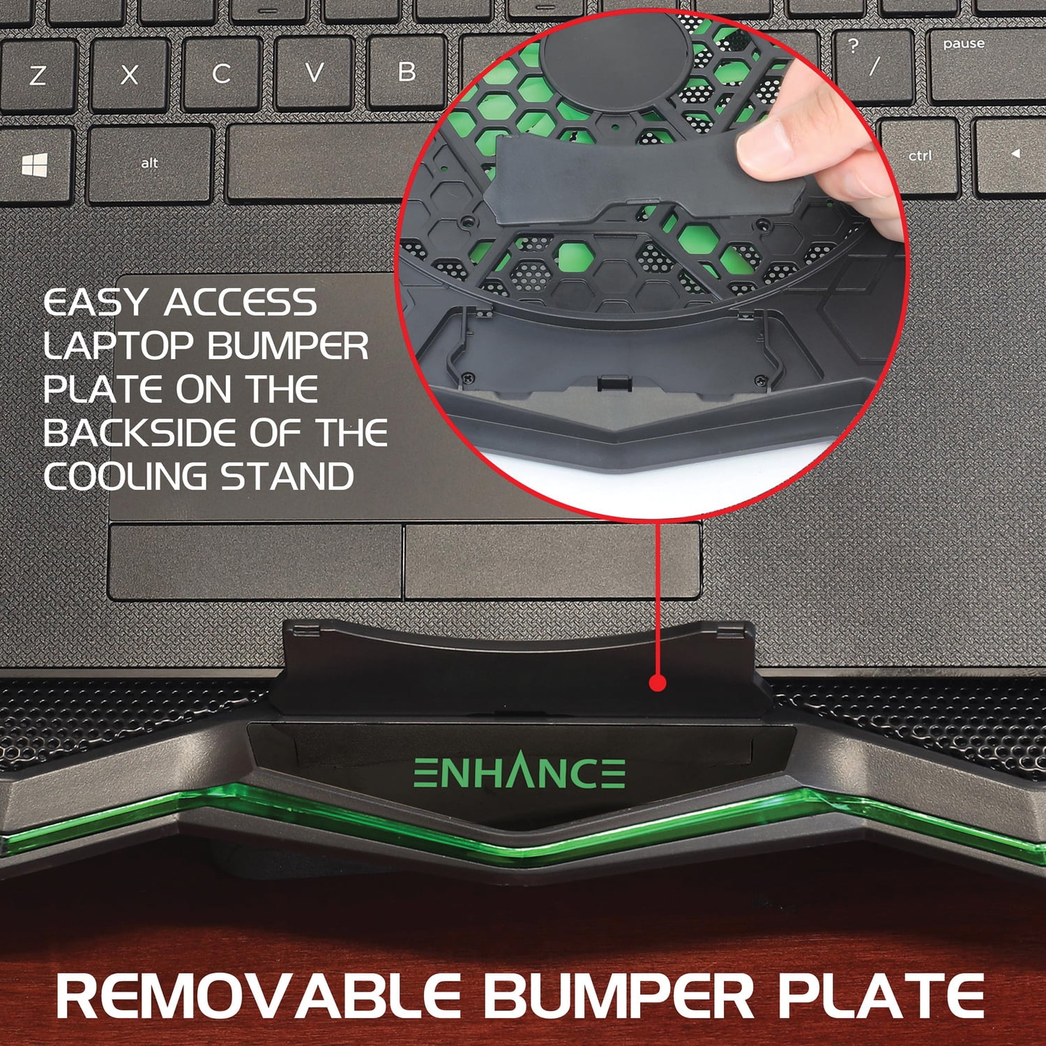 Enhance Cryogen 5 Laptop Cooling Pad (Green) - Upto 17" Screen Size Notebook Support - 1 Fan(s) - 800 rpm - 471.3 gal/min - Metal Mesh - Green