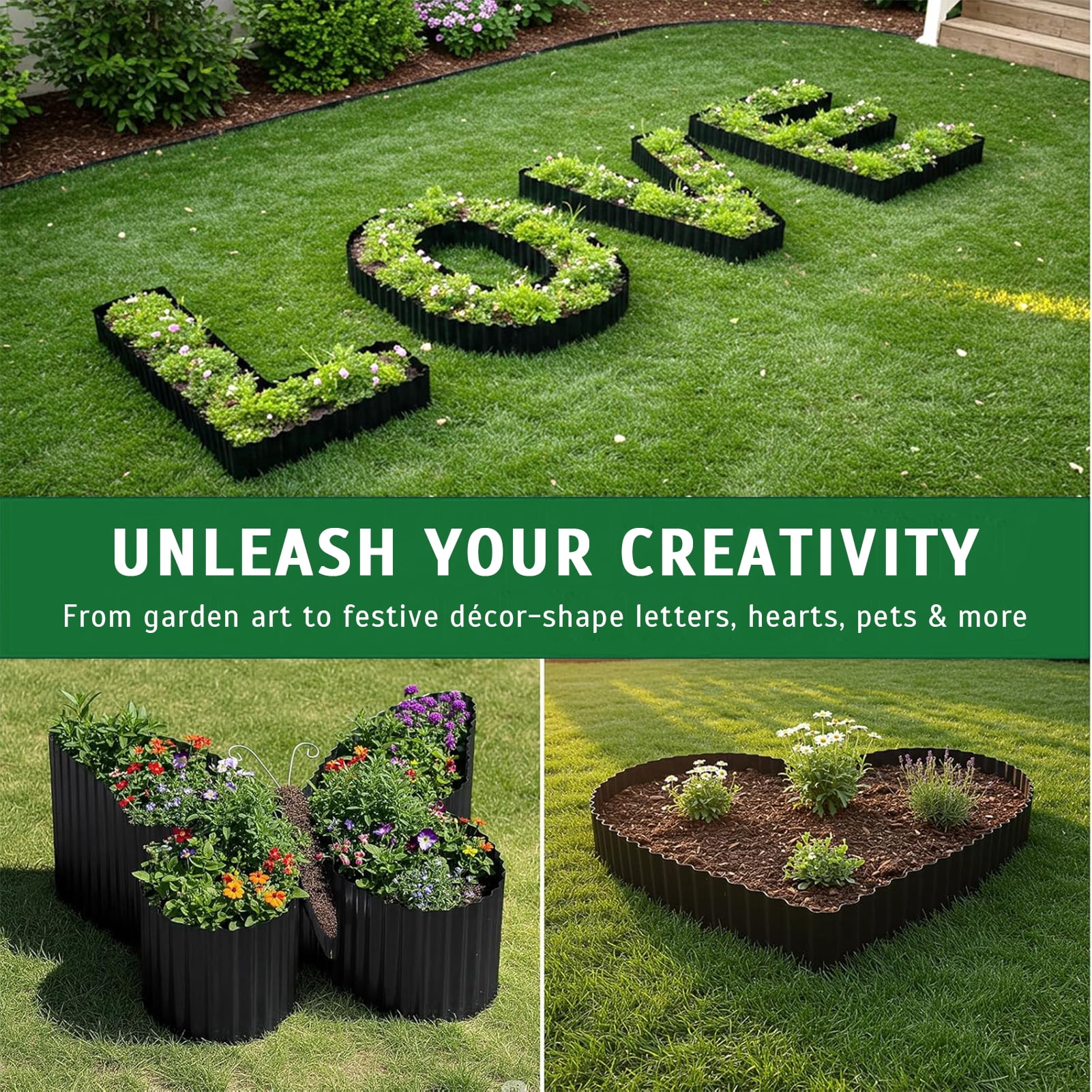 40FT Galvanized Steel Landscape Edging Roll, 6" Tall Sturdy Flexible Corrugated Metal Lawn Border for Garden, Pathway & Flower Beds, Black