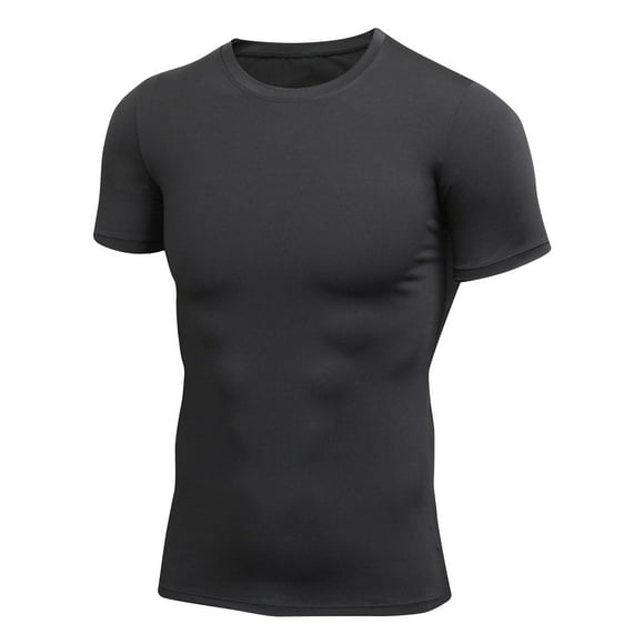 cfhntfmh Men's Compression Shirts Soft Short Sleeve Workout Gym T-Shirt Slim Stretch Crewneck Athletic Running Tops