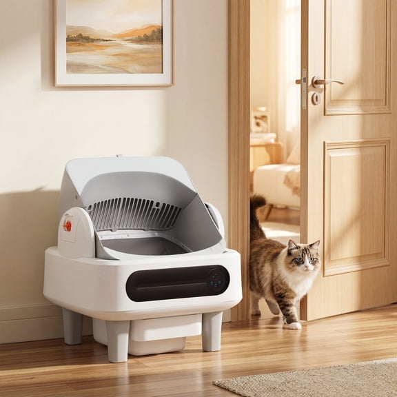 U-HOMY Self-Cleaning Cat Litter Box with App Control and 11L Capacity, Automatic Open-Top Litter Box for Multiple Cats