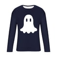 thumbnail image 6 of UVEASISHA Mens Long Sleeve Halloween Shirt Big and Tall Casual Ghost Print Graphic Tees Slim Fit Stretch Workout Shirts Holiday Funny Gifts Navy 5XL, 6 of 6