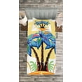 thumbnail image 3 of Ambesonne Tropical Quilted Bedspread Set 2 Pcs, Cartoon Island Sunset, Twin Size, Blue Orange, 3 of 3