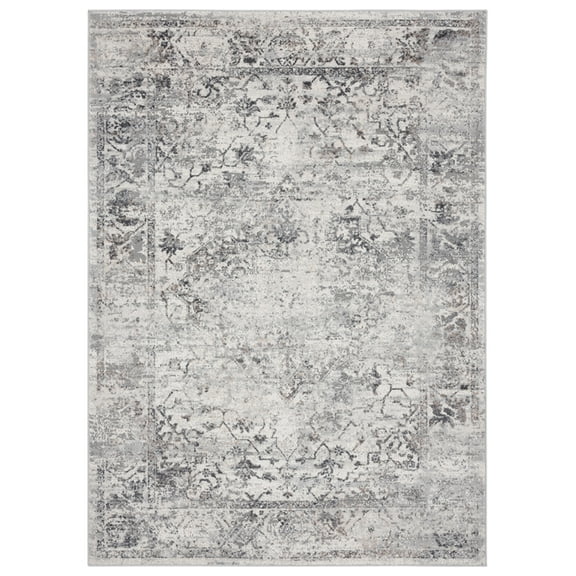 Designer Home Outback Area Rug 4540 20472 Clark Grey Vintage Bordered 1' 11" x 3' Rectangle