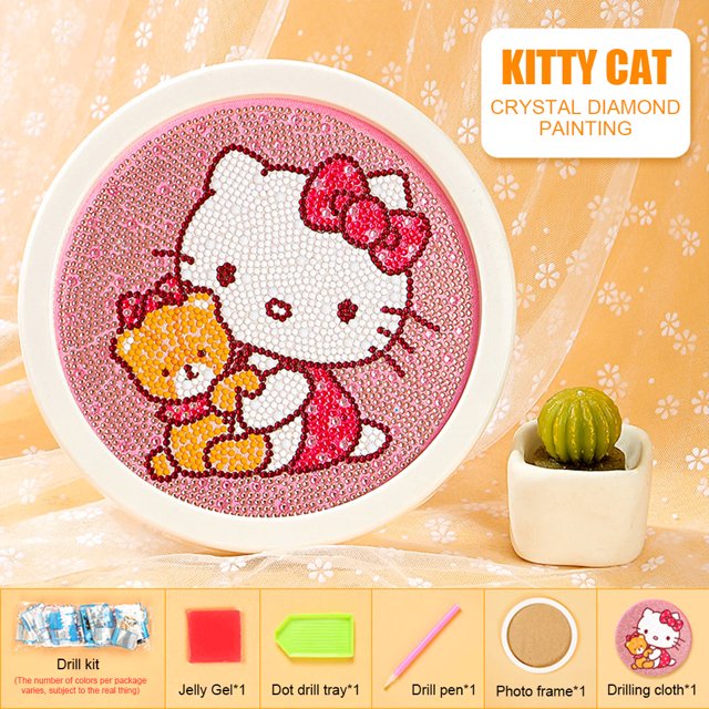 Cuadros Decorativos Cuadro de pared de mosaico de gato de taladro de cristal redondo completo de kits de pintura de diamante 5D DIY Tmvgtek embutido en tela