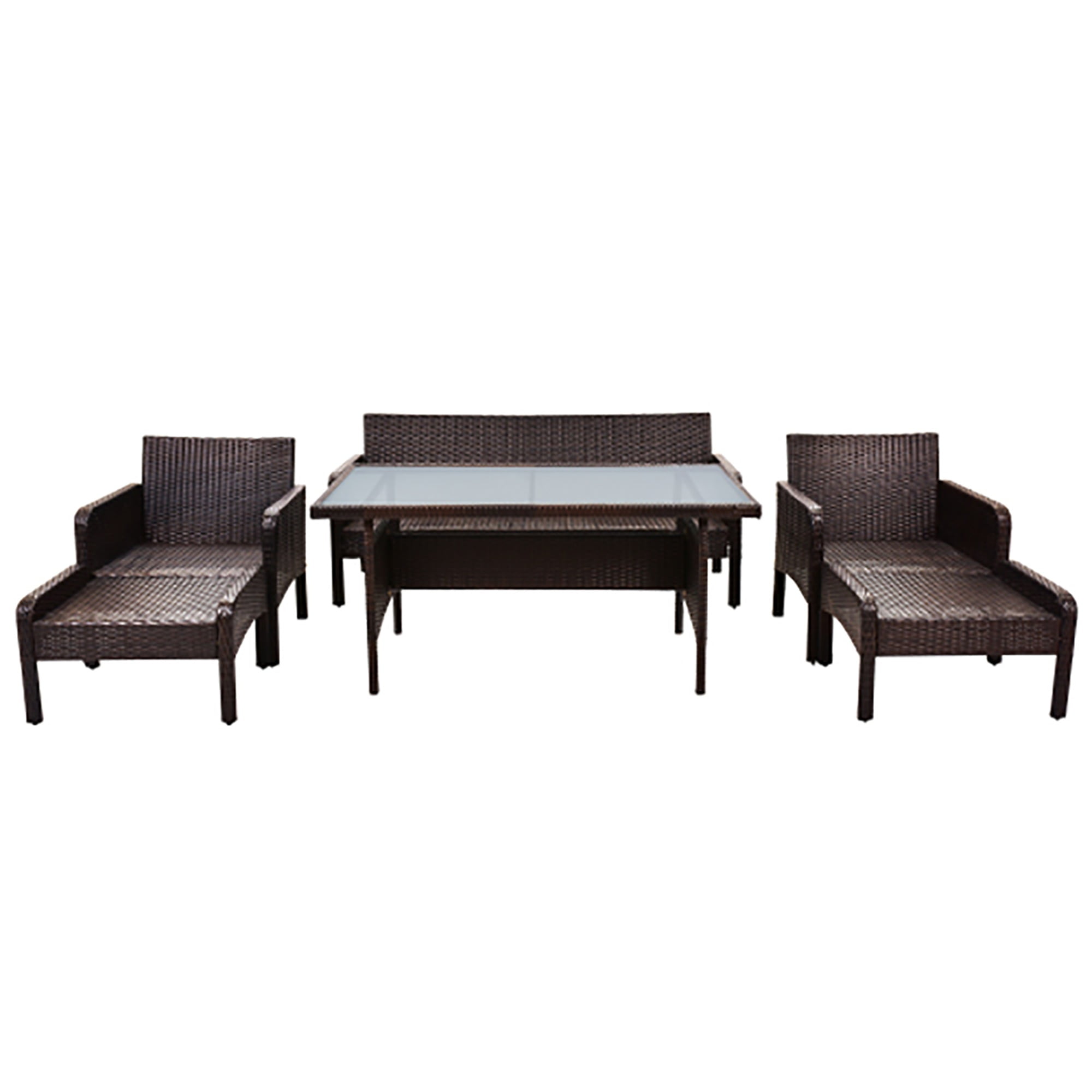Kadyn 6 Piece All Weather Wicker PE Rattan Patio Outdoor Dining Conversation Set Sofa Set with Coffee Table, Sofa, Ottoman, Removable Cushions for Garden, Backyard, Porch, Poolside Kadyn 6 Piece All Weather Wicker PE Rattan Patio Outdoor Dining Conversation Set Sofa Set with Coffee Table, Sofa, Ottoman, Removable Cushions for Garden, Backyard, Porch, Poolside