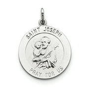 Sterling Silver Rhodium-plated Saint Joseph Medal QC5683 (30mm x 23mm)