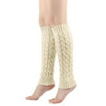 thumbnail image 2 of Resicozy Leg Warmers for Women 80s Cable Knit Leg Warmer for Dance Figure Skating Yoga Party Solid Color Long Socks Beige, 2 of 7