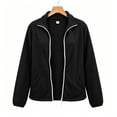 thumbnail image 4 of HappyYEE Fleece Jackets for Women, Lightweight Stand Collar Full Zip Coat with Pockets, Fall Long Sleeve Daily Comfy Outerwear, 4 of 5