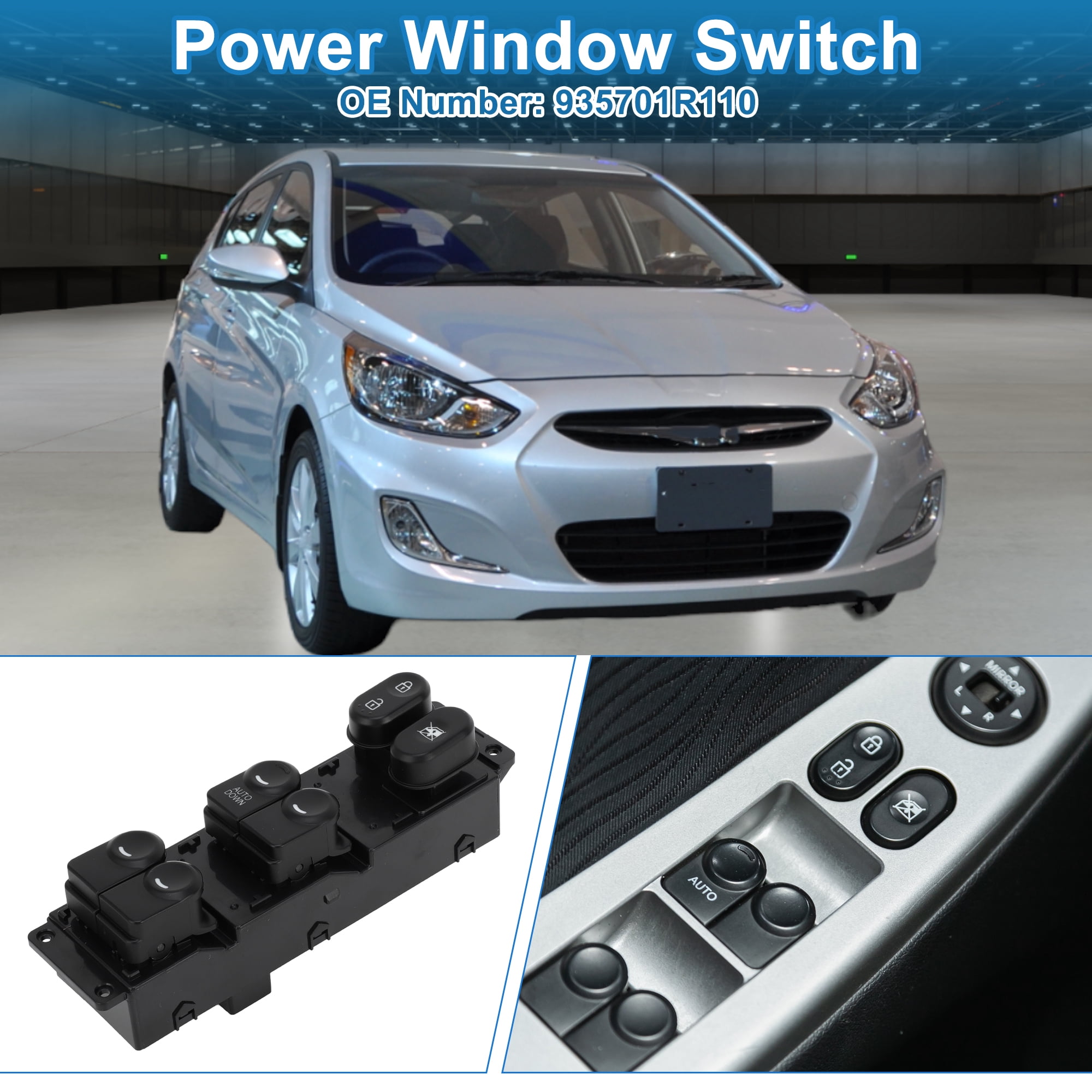 Unique Bargains Power Window Switch for Hyundai Accent 2011-2014 Front Left Black