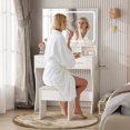 thumbnail image 7 of Vanity Desk with LED Lighted Mirror & Power Outlet, Makeup Vanities Table with 2 Drawers,Open Shelves, 3 Color Modes,Storage Bench,Dressing Table for Bedroom White, 7 of 7