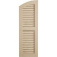 thumbnail image 2 of Ekena Millwork 15"W x 30"H (25" Low Side) Timberthane Rough Cedar Two Equal Louver w/Elliptical Top Faux Wood Shutters (Per Pair), Primed Tan, 2 of 6