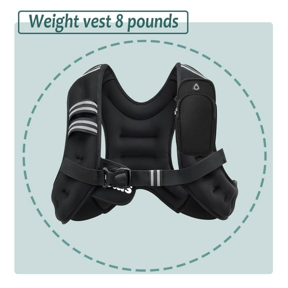 8- pound lightweight weight-bearing vest (10.6×8.3× 3.3 inches) adjustable elasticity breathable mesh convenient bag wear-resistant fabric, unisex squat training vest, fitness essential, black.