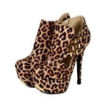 thumbnail image 5 of Qupid BB63 Women Leopard Suede Cut Out Round Toe Platform Stiletto Heel Ankle Bootie, 5 of 6