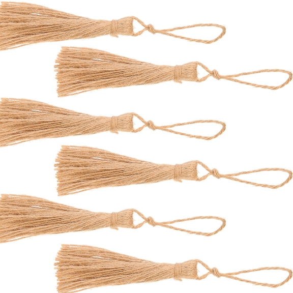 FOMIYES 6-Pack Light Brown Jute Rope Tassels, natural Twine Decorative Tassel for Crafts and Projects
