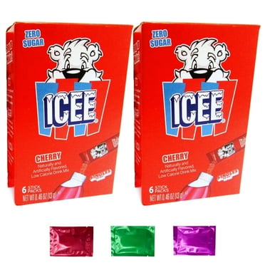 Icee Cherry Singles to Go Powdered Drink Mix (12 Sticks, Box of 2) Sugar-Free Water Enhancer Powder Packets Flavoring Beverages w/ Bonus Snoep in Beperkte Oplage