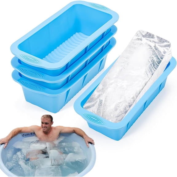 Extra Large Ice Block Mold for Ice Bath – 4 Pack Big Ice Cube Molds, Silicone Ice Bath Accessories, Water Chiller for Cold Plunge or Coolers