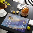 thumbnail image 3 of Abstract Oil Painting Placemats Set of 4, Vintage Modern Art Forest Mountain Placemats for Dining Table, Place Mats for Kitchen Tabletop, Waterproof Wipeable Dining Table Mats Set, 3 of 9