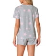 thumbnail image 3 of INSPIRE CHIC Women's Pajama Sets 2 Piece Short Sleeve Top and Shorts Loungewear Sleepwear with Pockets L Light Gray Star, 3 of 6