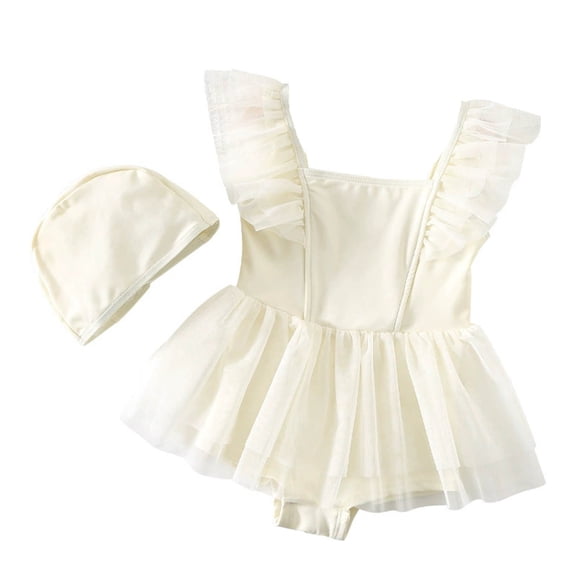 lnmuld 2 Piece Girls Swimsuit with Detachable Mesh Skirt for Beach Pool Party Summer Bathing Suit Size:5-6 Years