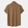 thumbnail image 3 of Men's Summer Solid Color Cotton Linen Short Sleeve Shirt Casual Fashion Loose Lapel Shirt M, 3 of 3