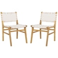 thumbnail image 3 of SAFAVIEH Taika Woven Leather Dining Chair, White/Natural, Set of 2, 3 of 13