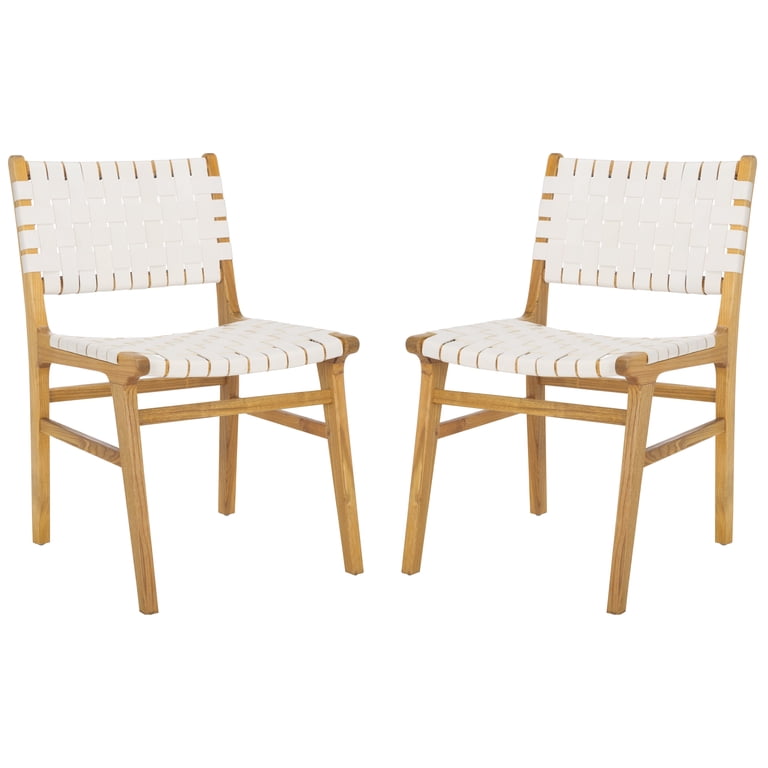plywood White leather chair ダイニングチェアー×2 SAFAVIEH Taika Woven Leather Dining Chair, White/Natural, Set of 2