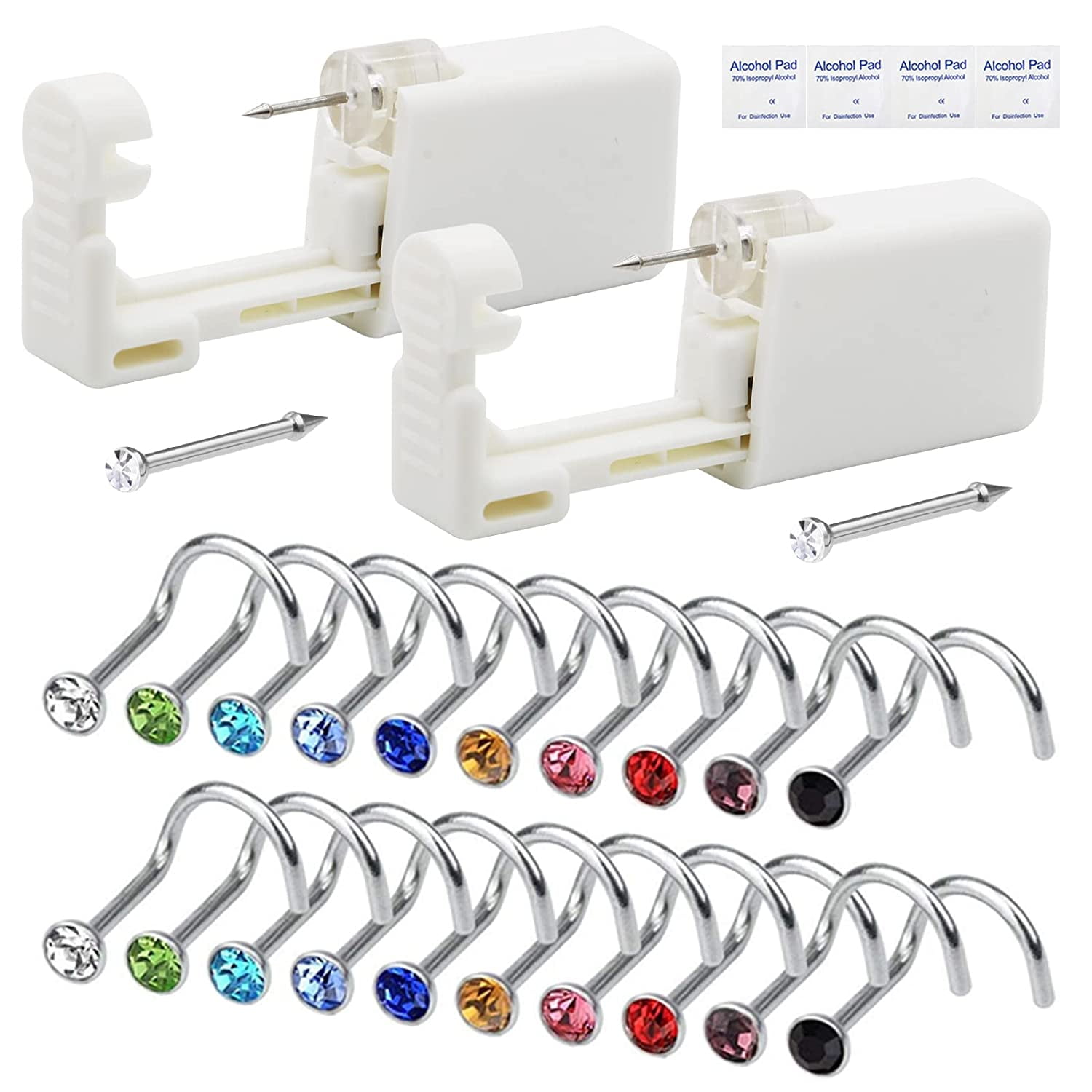 2 Pack Nose Piercing Kit, Disposable Safety Nose Piercing Kit with