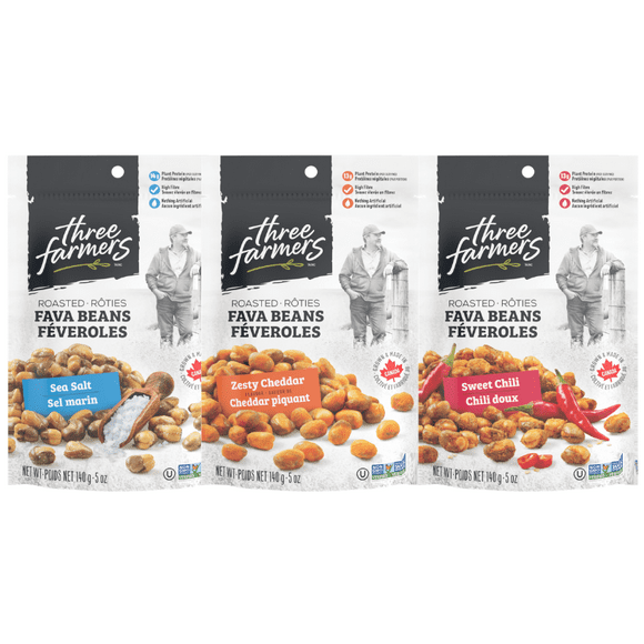 Roasted Fava Bean Variety 12 Pack | Zesty Cheddar |Sea Salt | Sweet Chili | Plant Protein | High Source of Fibre | Low Fat Snack | Vegan Snack | Gluten-Free Snack | Non-GMO Certified
