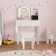 thumbnail image 5 of Juego de Tocador de Maquillaje para Niñas con Espejo y Taburete - Juguete de Madera con Cajón y Organizador, para Niñas de 3 a 9 Años, Incluye Accesorios de Maquillaje de Juguete, blanco, 5 of 26