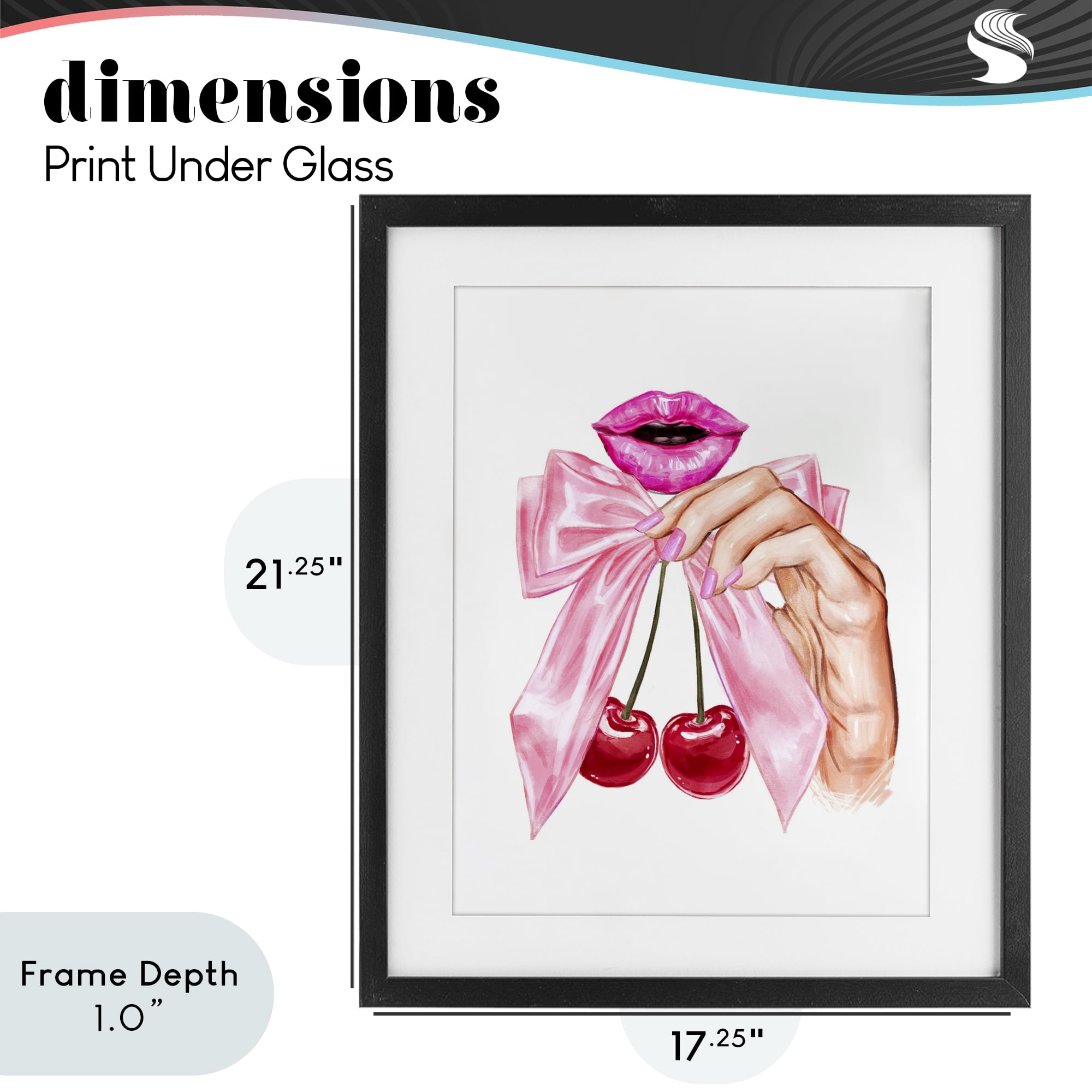 Stupell Industries Lips & Feminine Cherries Black Framed Print Under Glass, design by Ziwei Li