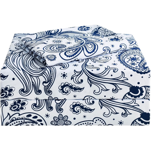 Floral Printed Sheet Set King Soft Microfiber Botanical Bed Sheets Extra Deep Pocket Pieces