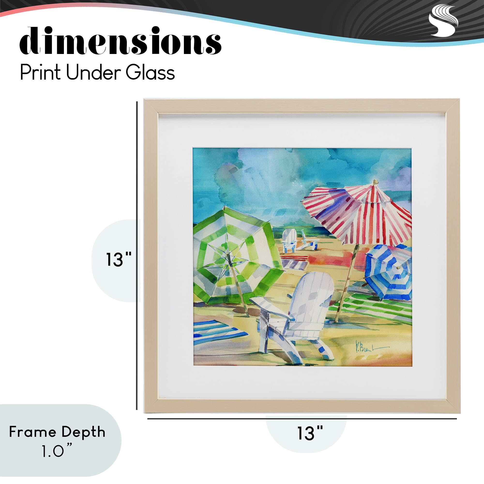 Stupell Industries Ventura Beach Umbrellas Birch Framed Print Under Glass, design by Paul Brent