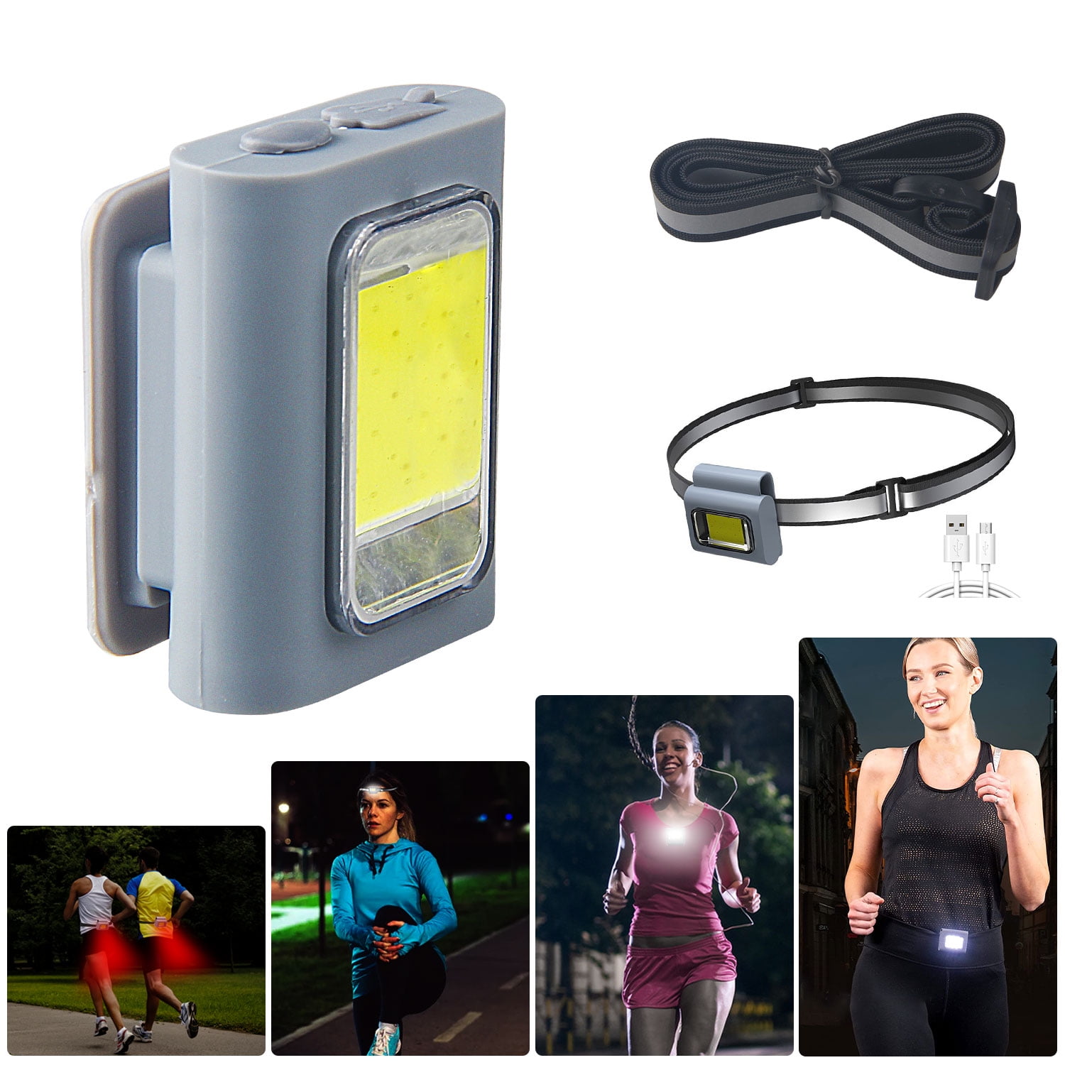 Clip on Running Lights, Rechargeable Night Light with Strong and Reflective Strip, Led
