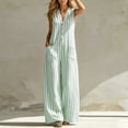 thumbnail image 5 of SimpleJoyi Women Striped Sleeveless V Neck Wide Leg Jumpsuit Button Front Pocket Relaxed Summer Romper, 5 of 6