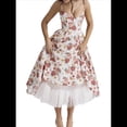 thumbnail image 1 of Vestidos de Invitada de Boda para Mujer, con Tirantes Finos, Corsé, para Fiesta de , con Encaje Floral, Vestidos Largos de Fiesta Flores Rojas M, 1 of 10