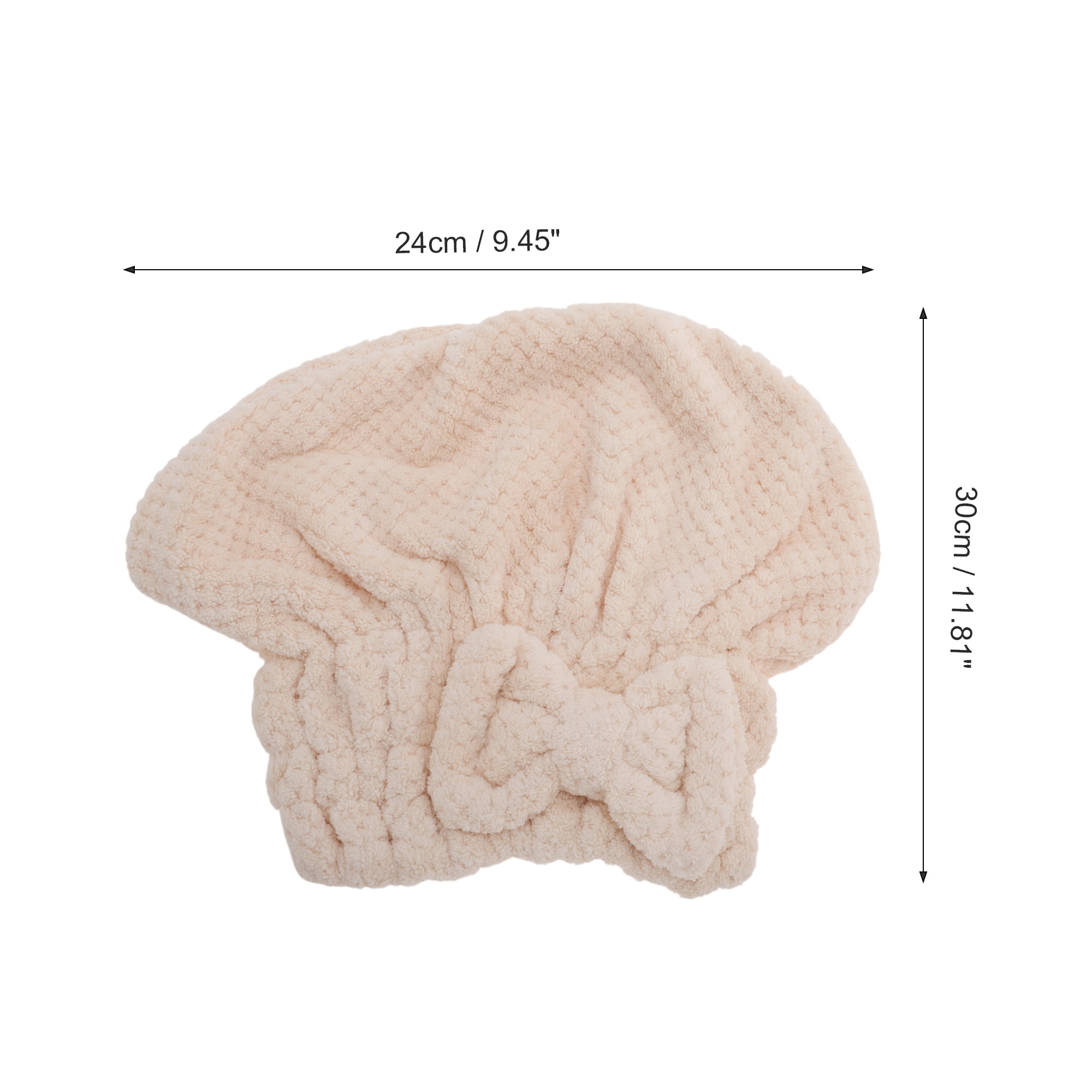 Unique Bargains Water Absorbent Bow Hair Towel for Bathroom and Hotel Use Beige