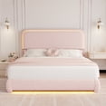 thumbnail image 1 of SIBEDS Full LED Bed Frame, Teddy Fleece Upholstered Platform Bedframe, No Box Spring Needed, Pink, 1 of 8