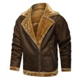 thumbnail image 3 of LEEy-world Mens Leather Jacket Casual Washed Cotton Hooded Jacket Lightweight Zip up Fall Jackets Brown,4XL, 3 of 4