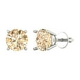thumbnail image 2 of 3 Ct Round Cut Studs Natural Morganite 14K White Solid Solid Gold Everyday Dainty Earrings Screw Back, 2 of 7