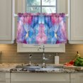 thumbnail image 2 of Yayeee Kitchen Curtains Tier Pair Light Filtering 27"x36" Rod Pocket Short Cafe Window Panel, Watercolor Blue Marble Pattern, 2 of 7