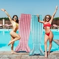 thumbnail image 3 of Mermaid Tail Pool Floats Lounge - 2Pack Inflatable Pool Float Lounger  73” x 36” Large Party Pool Floaties Raft for Adults (Blue & Pink), 3 of 5