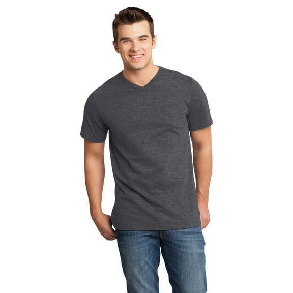District Young Mens Very Important Tee V Neck-XL (Heathered Charcoal)
