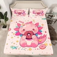 thumbnail image 2 of Feelyou Teens Donut Axolotl Full Size Sheets, Kawaii Animal Theme Bed Sheets, 4 Pieces, 2 of 7