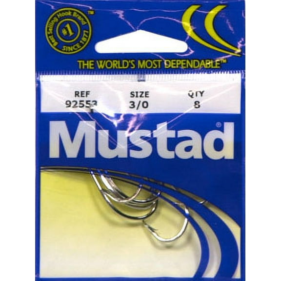 Mustad 92553-NI-3/0-8 Classic Beak Hook Size 3/0 Barbed Forged 1X