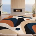 thumbnail image 2 of Design&I 8'x10' Washable Area Rug Snag-Free Burnt Orange Navy Abstract Geometric Design Contemporary Art Style with Bold Circular for Dining Room, Large Office, Lounge, 2 of 7