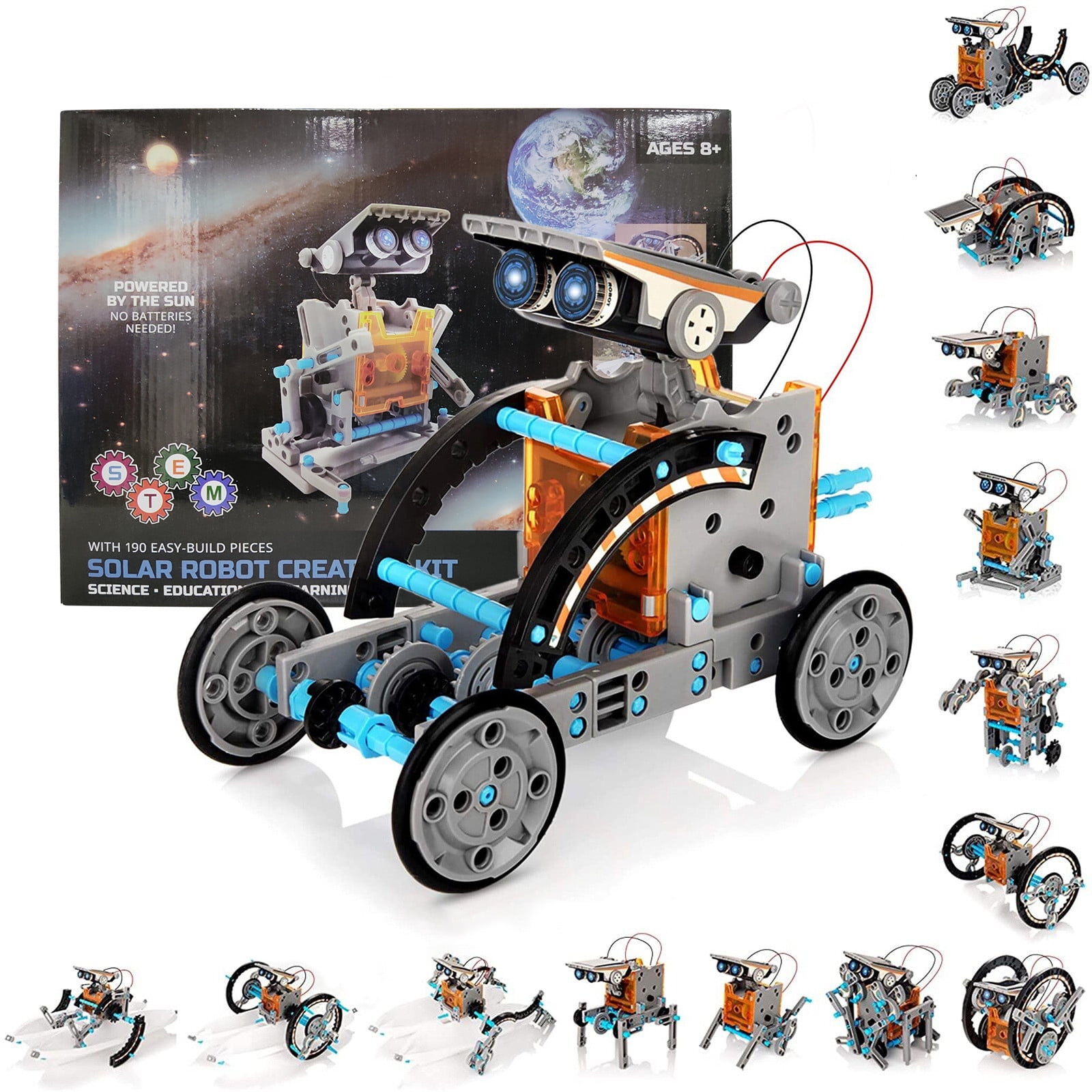 13-in-1 Solar Robot Toy Kit, 190PCS DIY Science Educational Robotic Toys, Building Experiment Robotics Set for Birthday Party Holiday Christmas Gifts