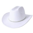 thumbnail image 3 of Unisex Woolen Cowboy Top Hat - Rhinestone Decor, Adjustable Strap, Western Style for Party/Halloween/ (One Size), 3 of 4